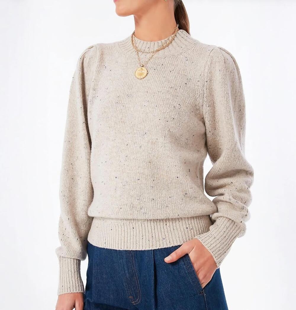 Faherty Boone Merino Wool Blend Crewneck Sweater Size XS NWT Oatcake Cottagecore